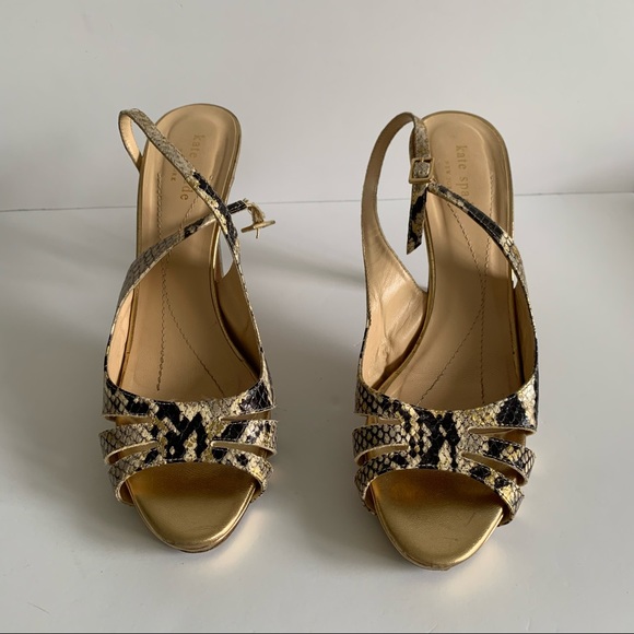 Kate Spade Snakeskin embossed Slingback Heels open toe - Picture 2 of 11